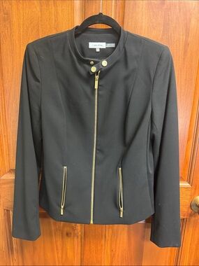 Calvin Klein Black Jacket with Gold Zipper Accents
